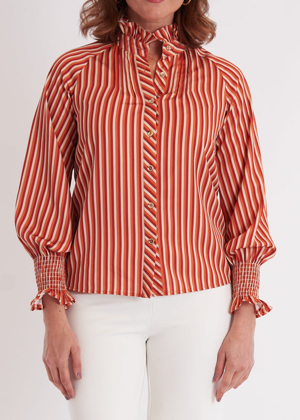 Plato Blouse - Terracotta Stripe