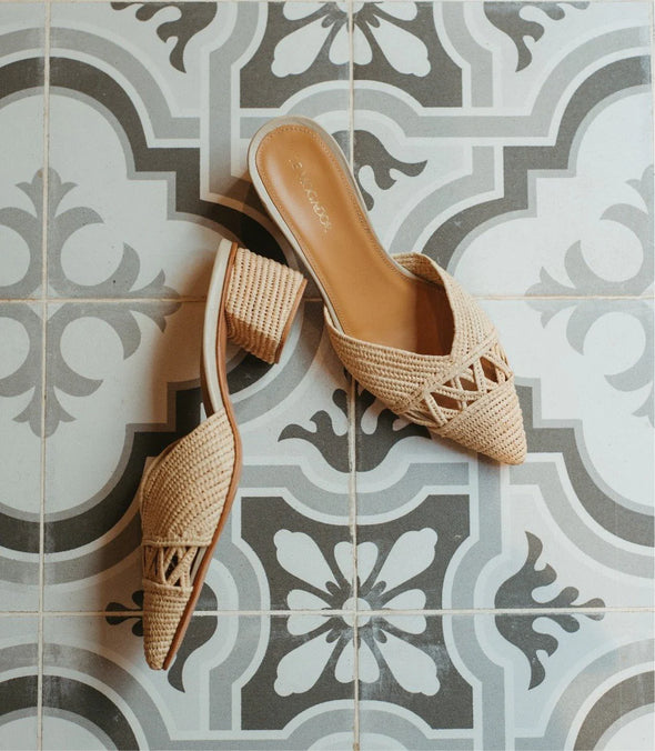 Le Mogador Farah Heels - Raffia Nude