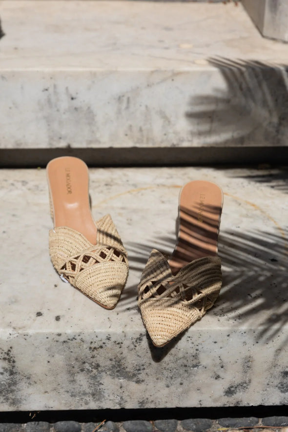 Le Mogador Farah Heels - Raffia Nude