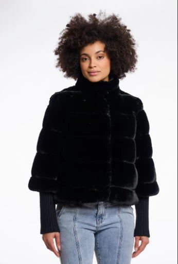 Rino & Pelle Feline Faux Fur Jacket - Black