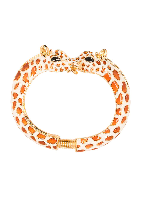 KJL Enamel Giraffe Bracelet - White/Brown