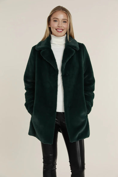 Dolce Cabo Faux Fur Long Coat - Green