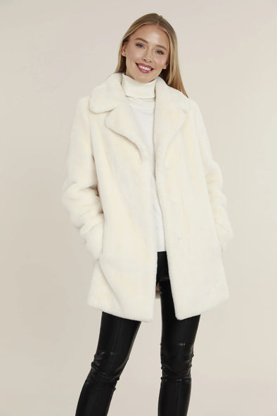 Dolce Cabo Faux Fur Long Coat - Ivory