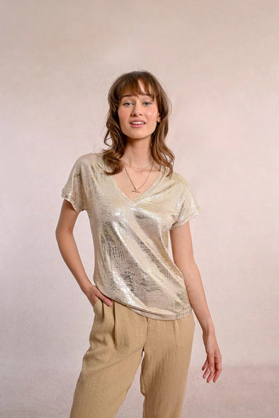 Molly Bracken Metallic Tee - Gold