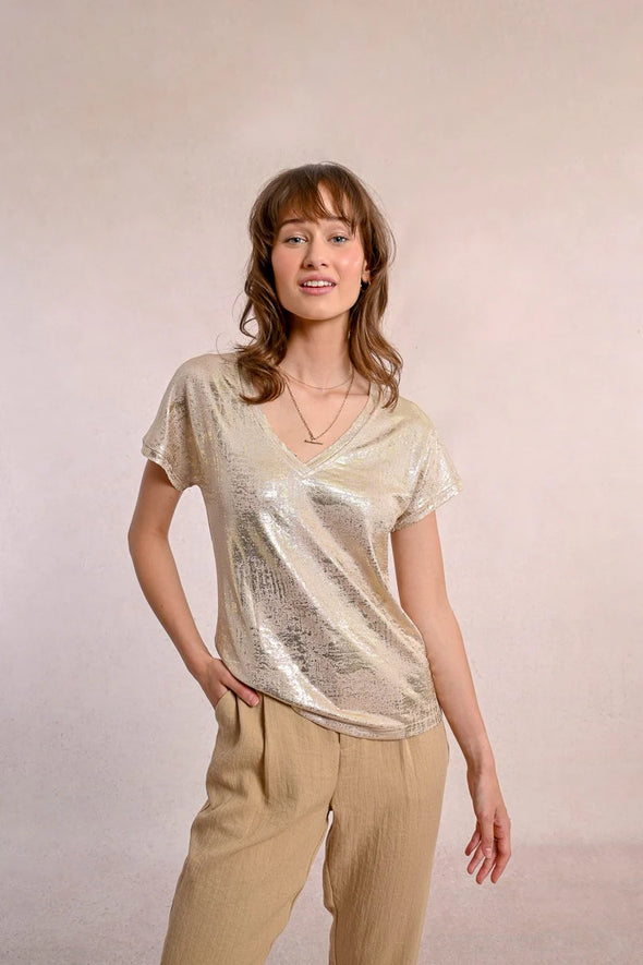 Molly Bracken Metallic Tee - Gold