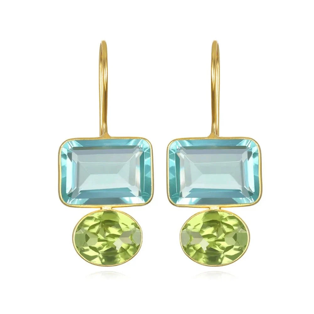Amelia Rose Valencia Earrings - Aqua & Lime