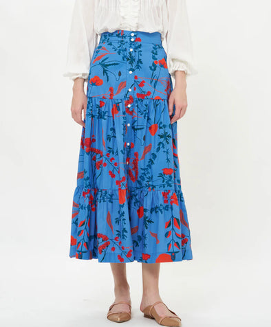 Oliphant Button Front Skirt - Bartram Blue