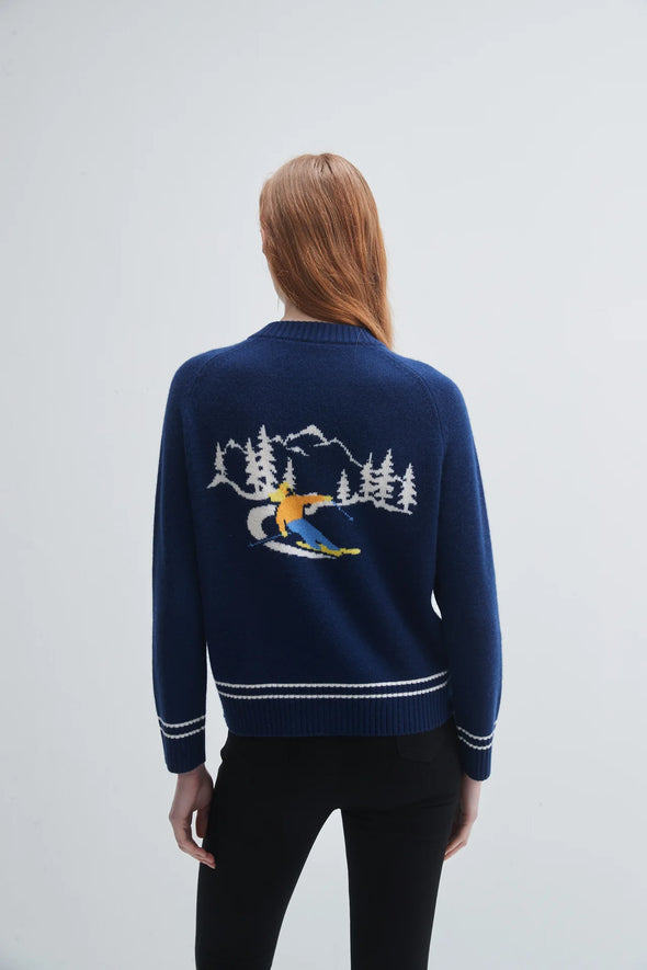 Pissenlit Apres Ski Full-Zip Cardigan - Navy