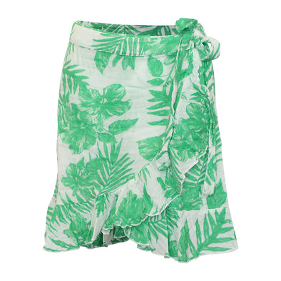 Felicite Ruffle Mini Wrap Skirt - Green Palm