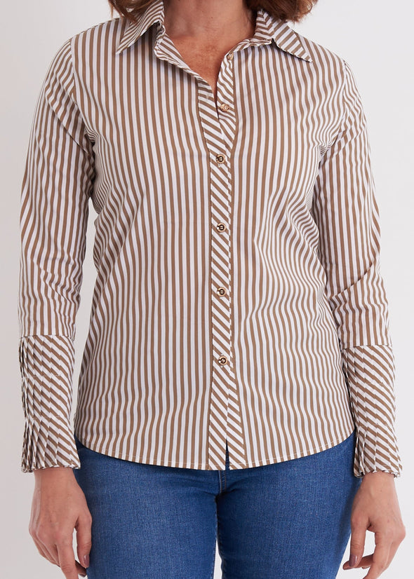 Brooks Shirt - Taupe Stripe