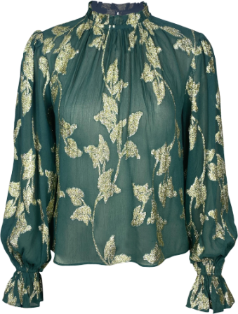 Calling June Vert Blouse - Green / Gold