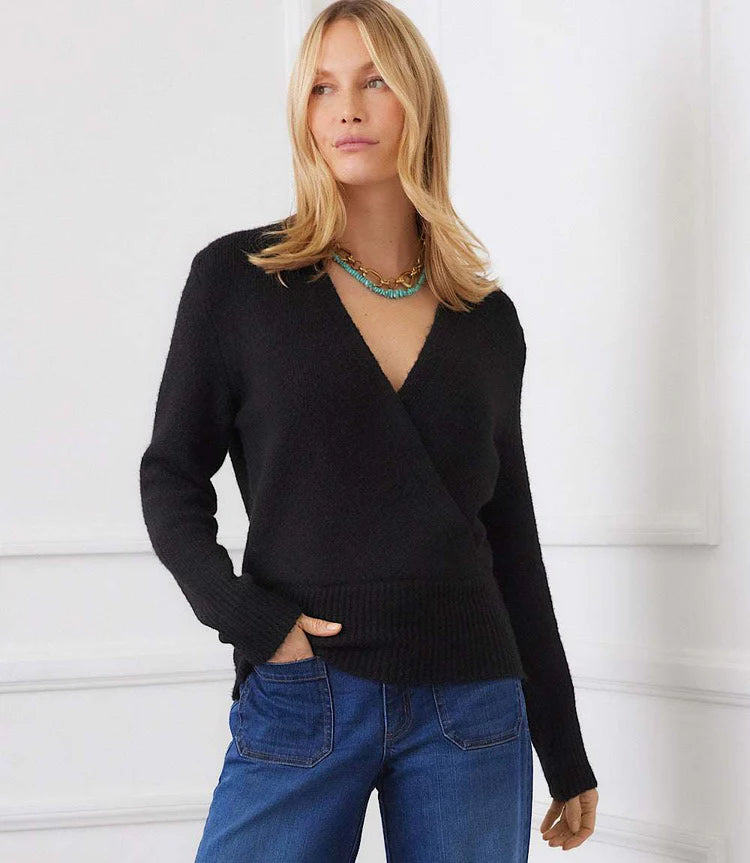 Karen Kane Wrap Sweater - Black