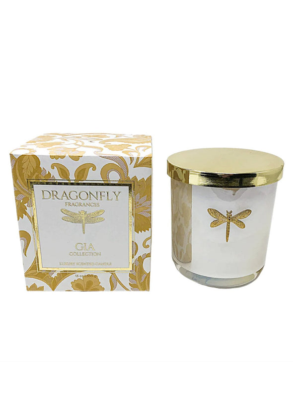 Dragonfly Fragrances Gia Candle Iridescent White - Currant + Geranium