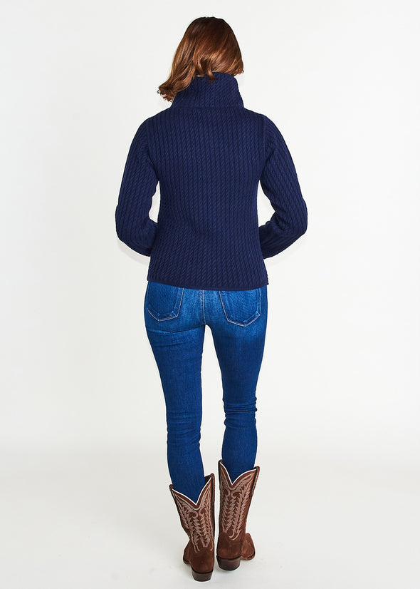 Cresta Cable Knit Sweater - Navy Blue