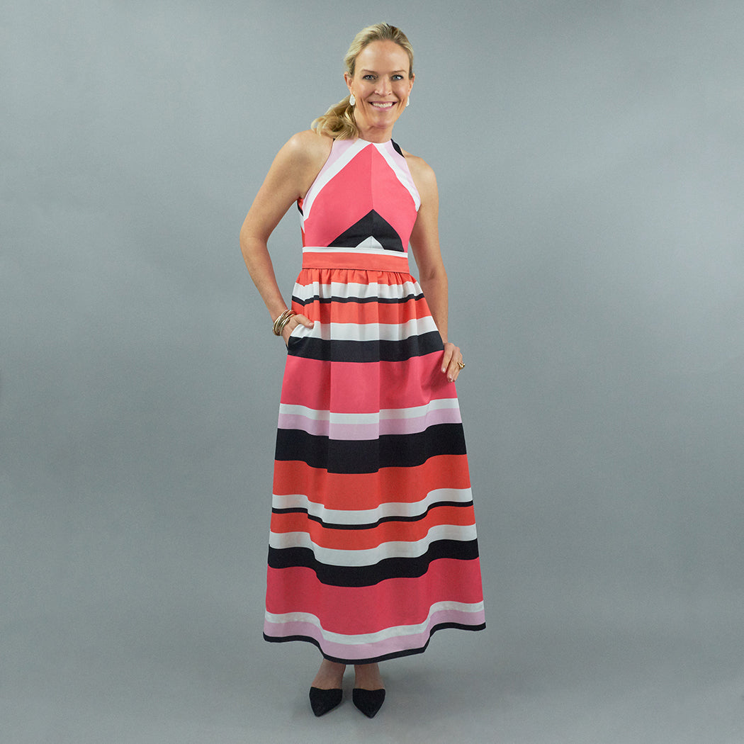 Diddle Dress - Striped Coral