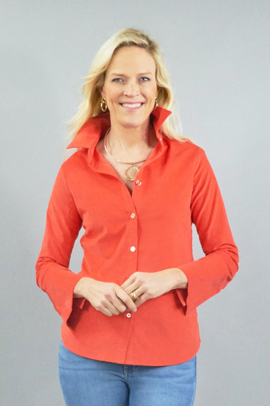 Tenley Shirt Stretch Corduroy - Fire Orange
