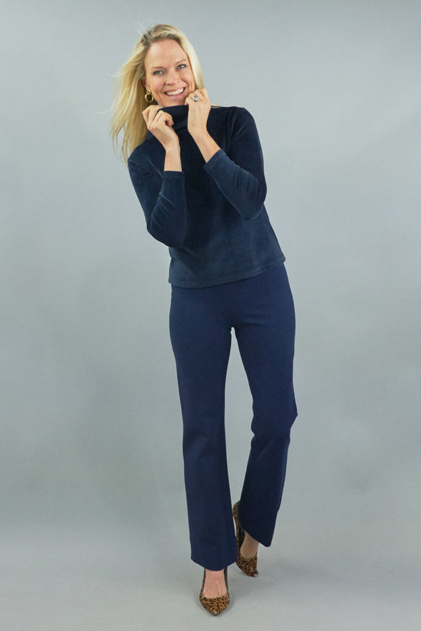 Bunny Neck - Navy Blue Stretch Velvet