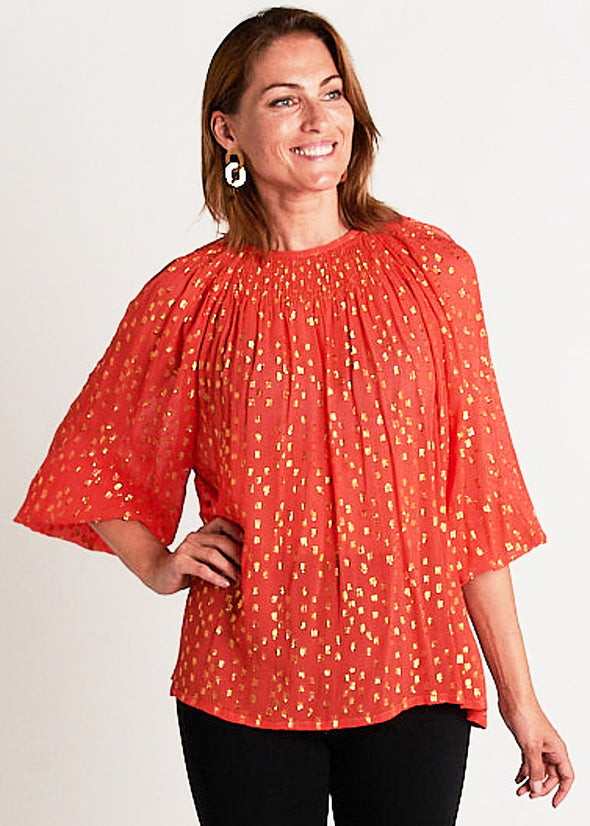 Pippi Top - Coral/Gold