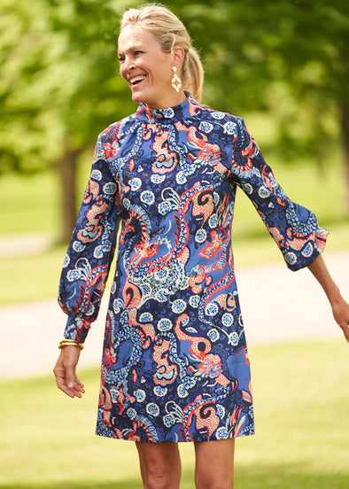 Emery Dress - Dragon Blue