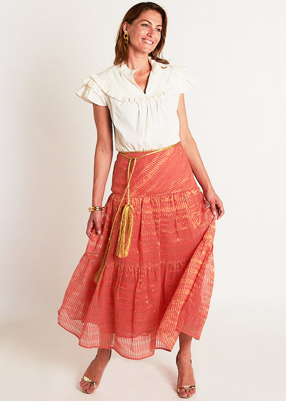 Samana Skirt - Coral/Gold