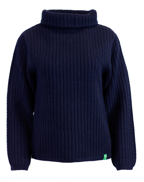 Tilly Cable Knit Sweater - Navy Blue