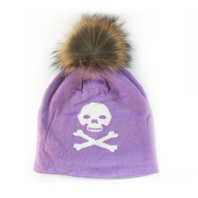 Pom Pom Hat Jolly Roger Purple - Faux Fur