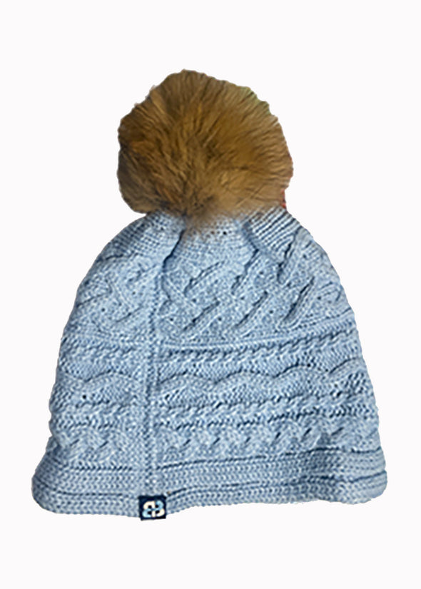 Cable Knit Pom Pom Hat - Army Green