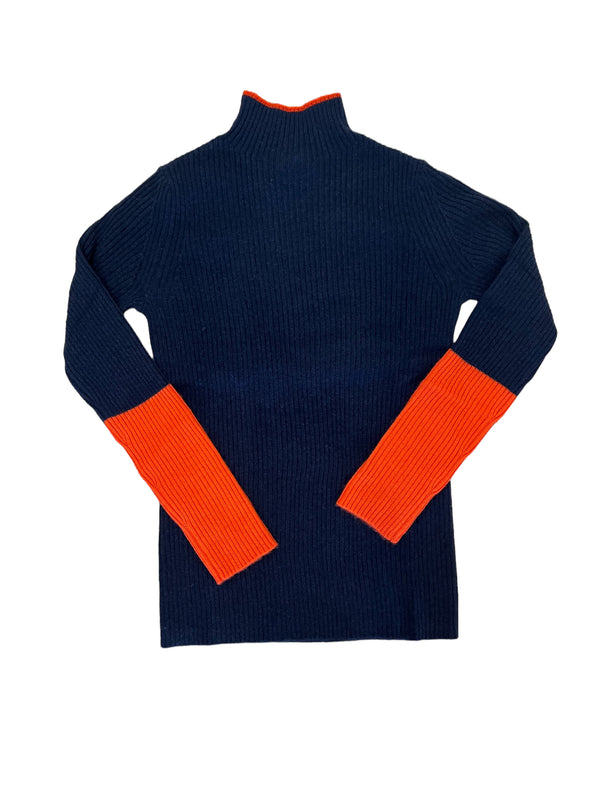 Pure Amici Ribbed Cashmere Color Block Turtleneck Sweater