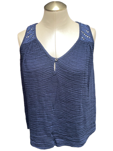 Red Haute Button Front Tank - Navy
