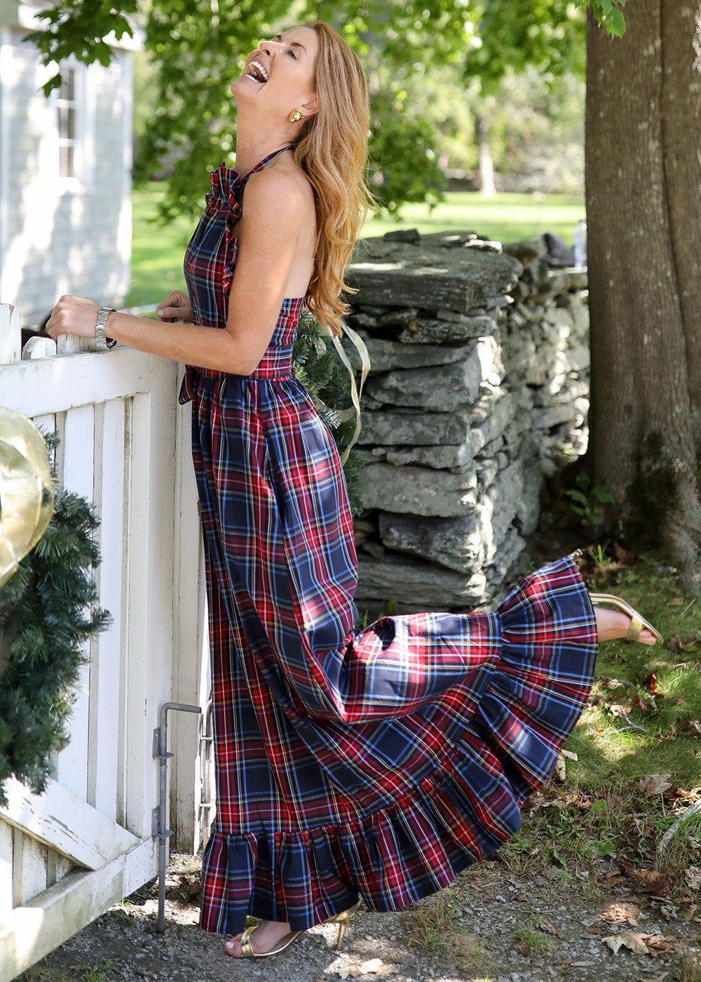 Dove Maxi - Navy Blue Plaid