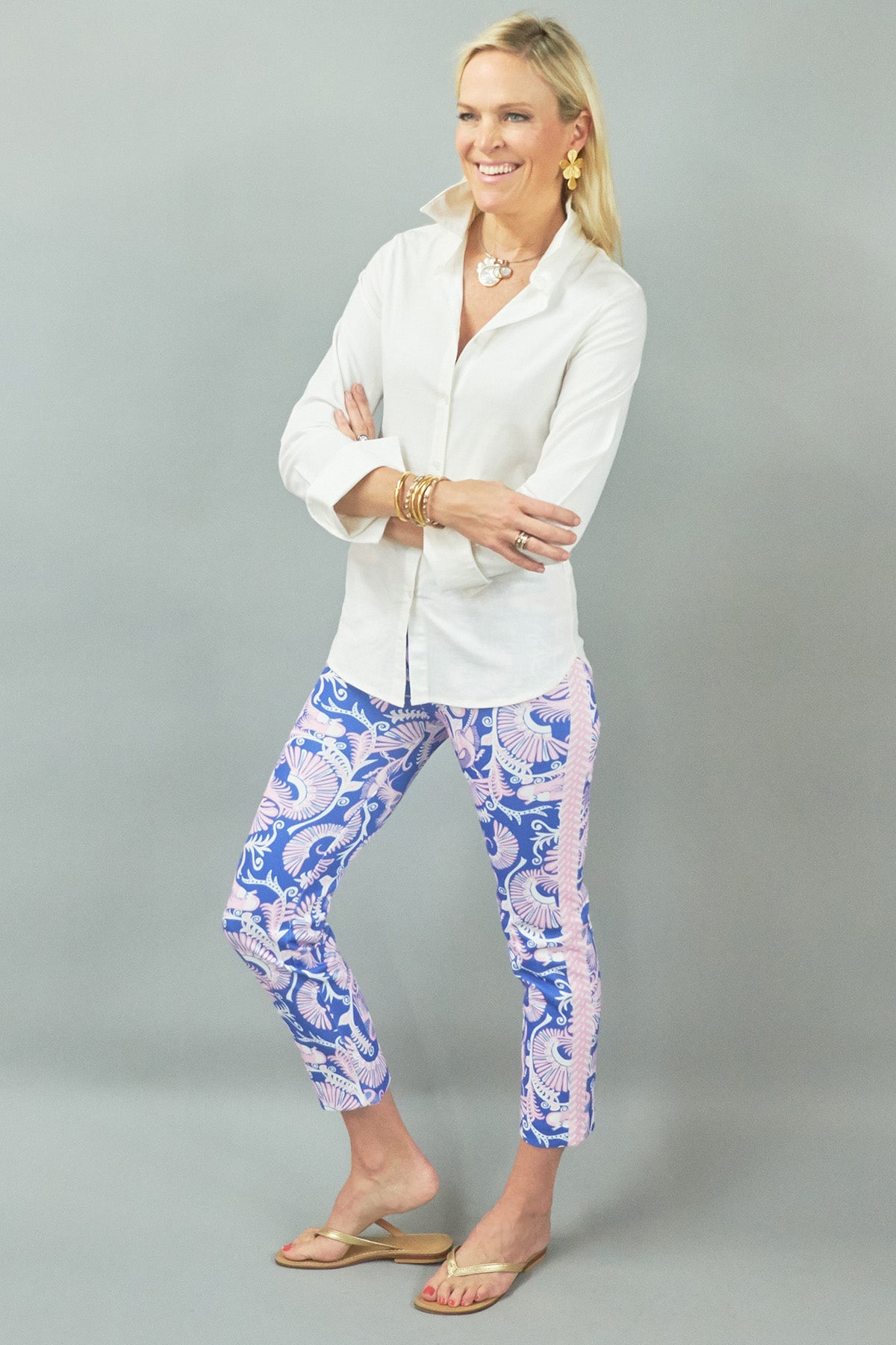 Swizzle Pant - Costa Pink on Blue