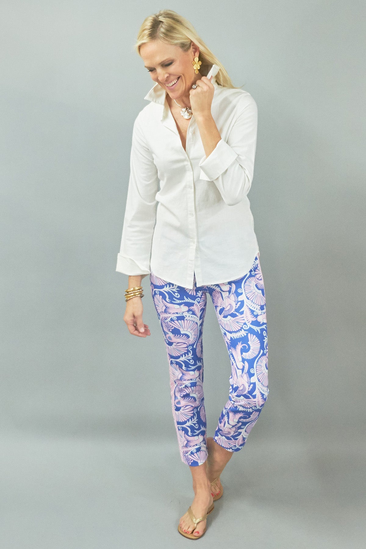 Swizzle Pant - Costa Pink on Blue