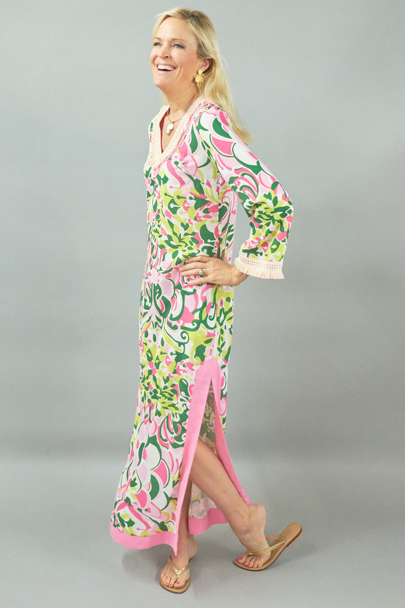Peppin Caftan - Braided Floral Pink