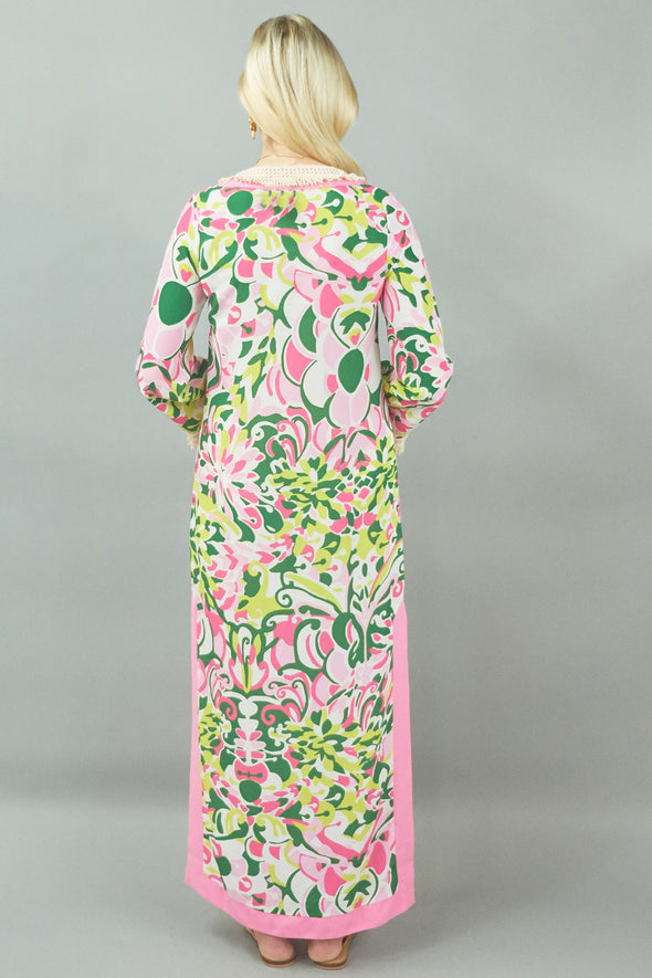 Peppin Caftan - Braided Floral Pink