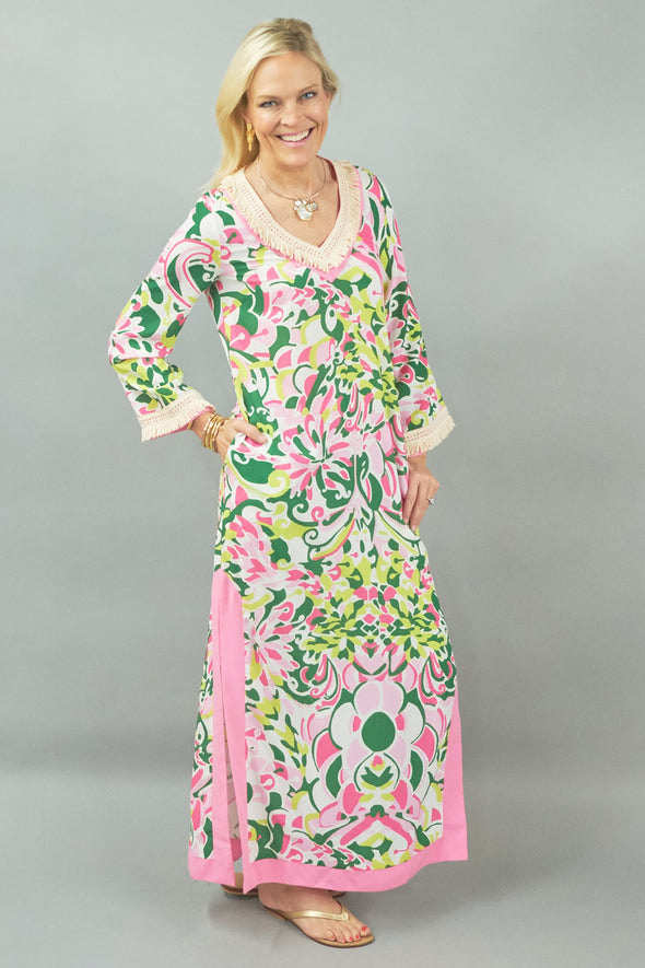 Peppin Caftan - Braided Floral Pink