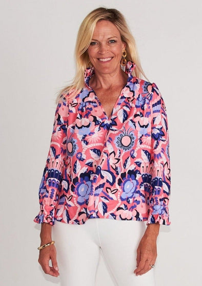 Aspen Blouse - Falconer Pink and Blue