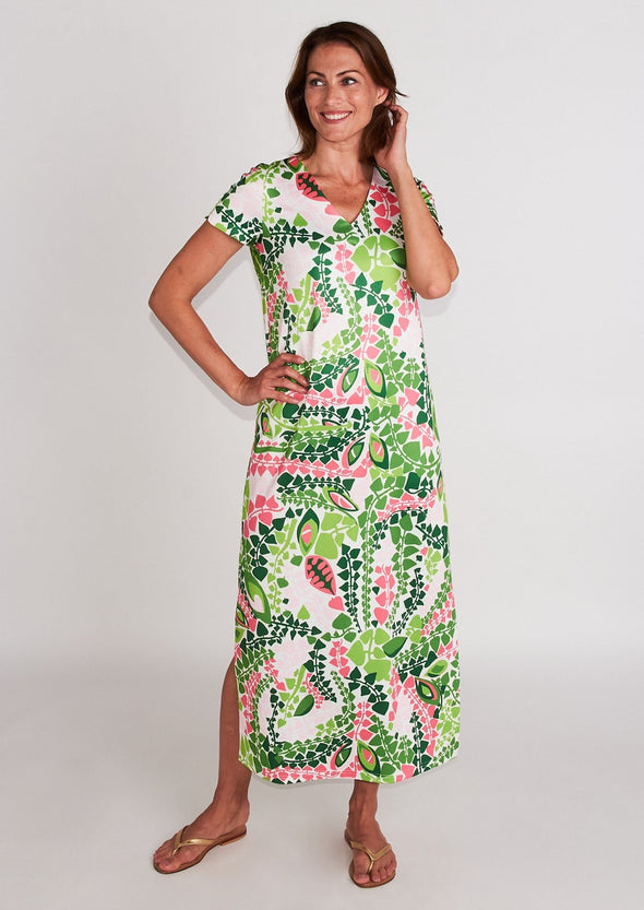 Delray Dress - Spades Pink and Green