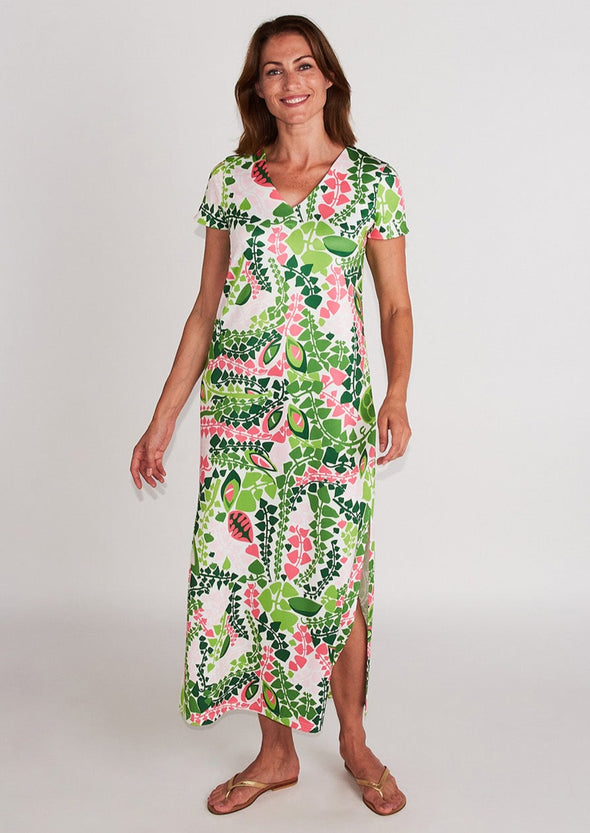 Delray Dress - Spades Pink and Green