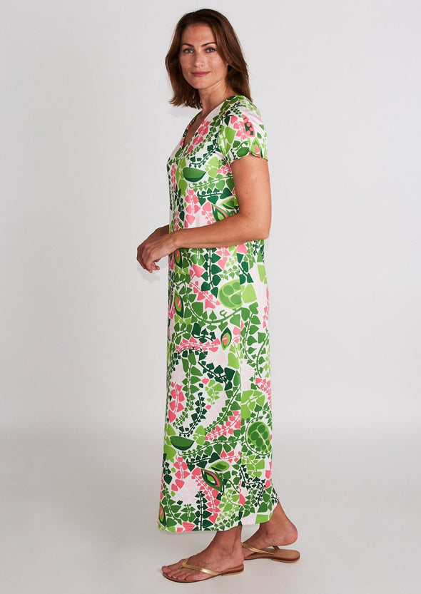 Delray Dress - Spades Pink and Green