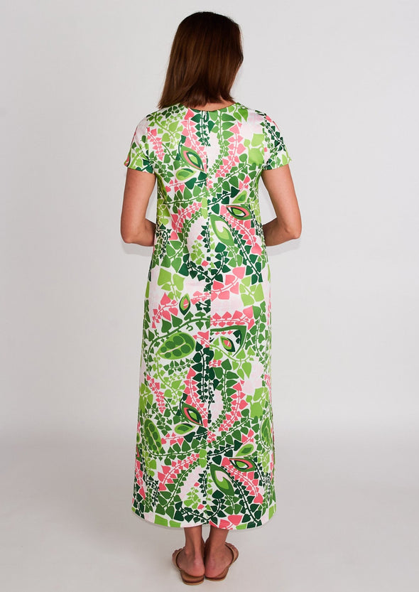 Delray Dress - Spades Pink and Green