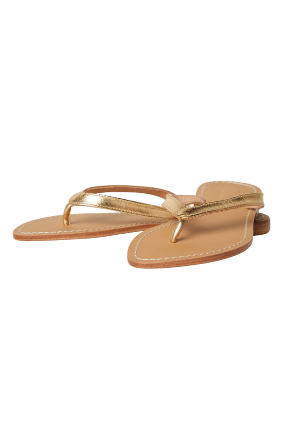 Paige Leather Thong Sandals - Gold