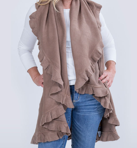 Heidi Kagan 4 Way Shawl Vest w/ Ruffle