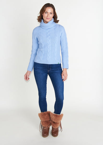 Tilly Cable Knit Sweater - Periwinkle Blue