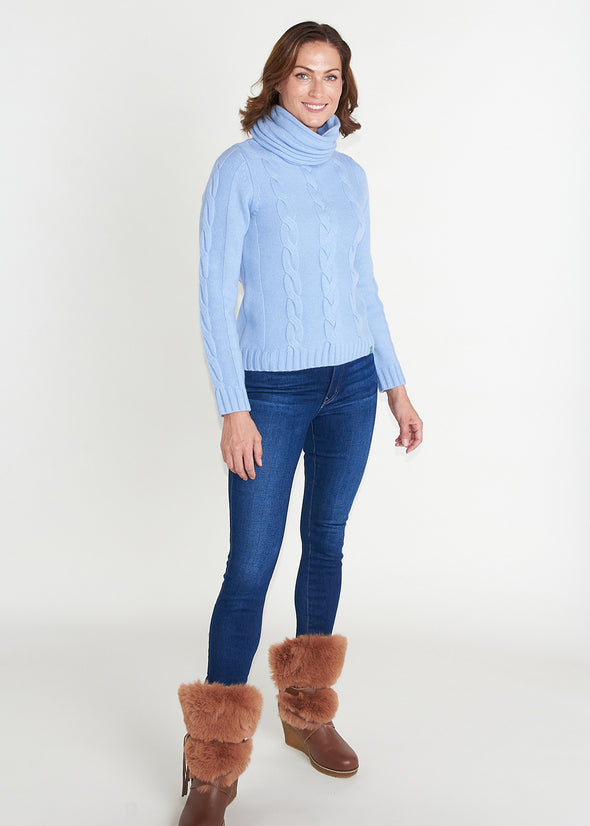 Tilly Cable Knit Sweater - Periwinkle Blue