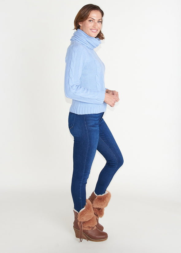 Tilly Cable Knit Sweater - Periwinkle Blue