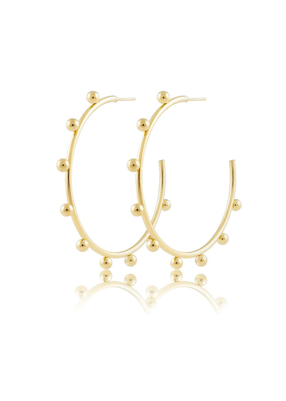 Sahira Erin Large Studded Hoops - Gold