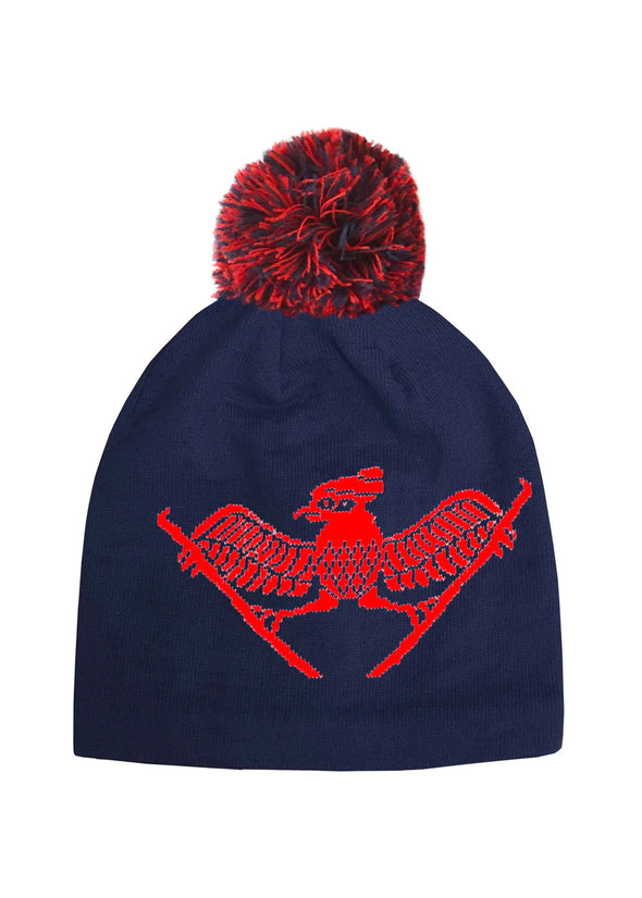 Pom Pom Hat - Spread Eagle on Navy Blue