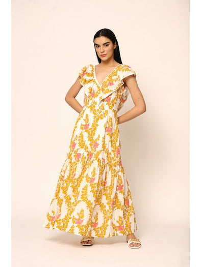 Beyond Vera Ella Dress - Yellow Bougainvillea