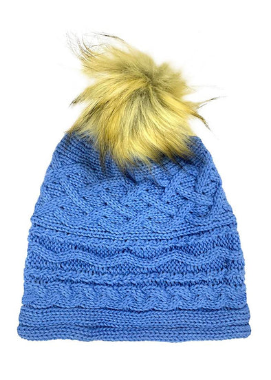Pom Pom Hat Peri Blue - Faux Fur