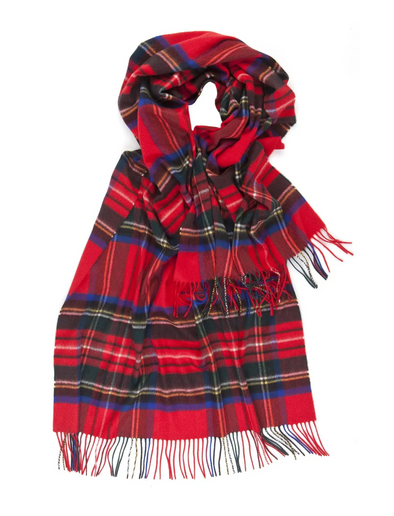 Red Tartan Wool Lambswool Scarf